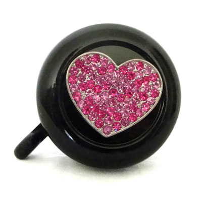 Pink heart on black Bike Bell By CruiserCandy.com