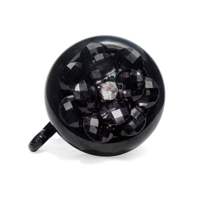 Black Flower Bling Bike Bell by CruiserCandy.com