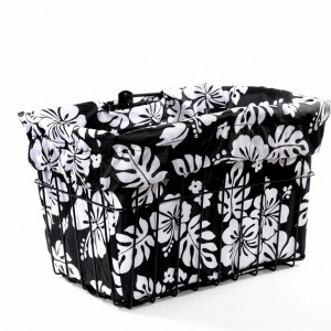 Black & White Hibiscus Bike Basket Liner by CruiserCandy.com